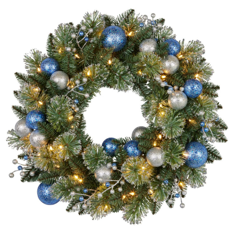 61cm Blue Collection Multicolour Pre-Lit Christmas Wreath image 3