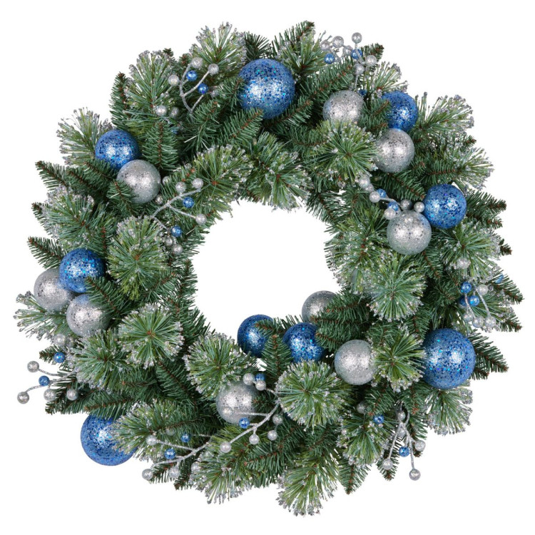 61cm Blue Collection Multicolour Pre-Lit Christmas Wreath image 4