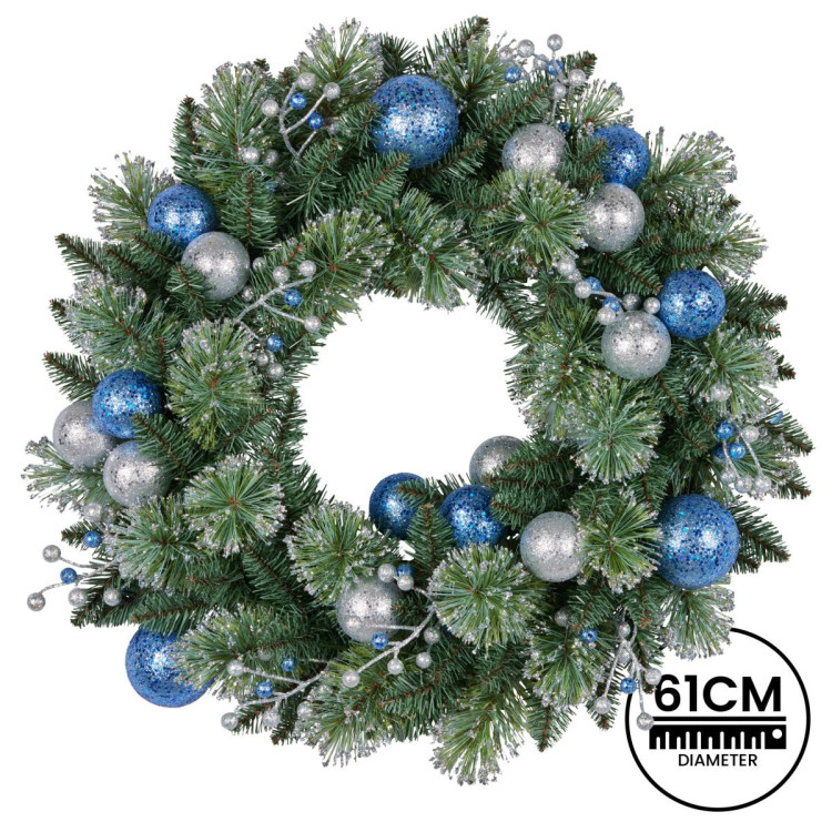 61cm Blue Collection Multicolour Pre-Lit Christmas Wreath image 6