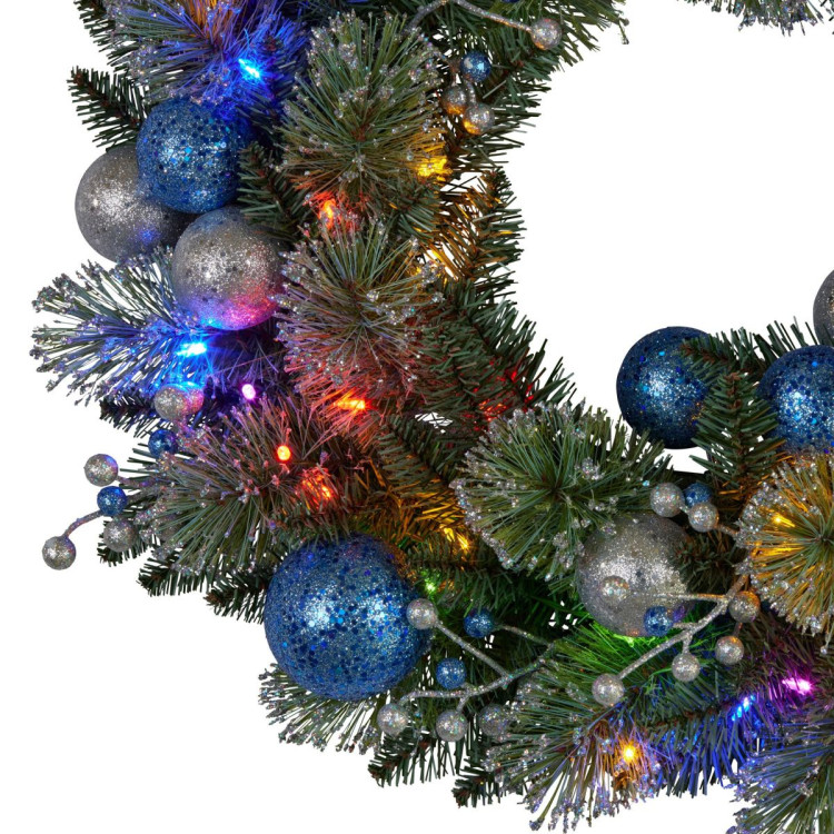 61cm Blue Collection Multicolour Pre-Lit Christmas Wreath image 7