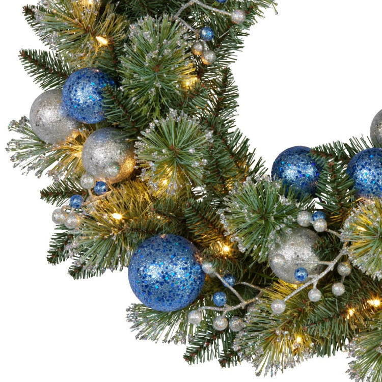 61cm Blue Collection Multicolour Pre-Lit Christmas Wreath image 8