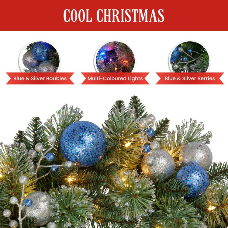61cm Blue Collection Multicolour Pre-Lit Christmas Wreath image 9