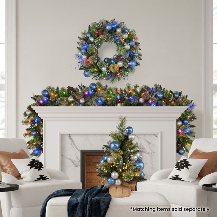 61cm Blue Collection Multicolour Pre-Lit Christmas Wreath image 10