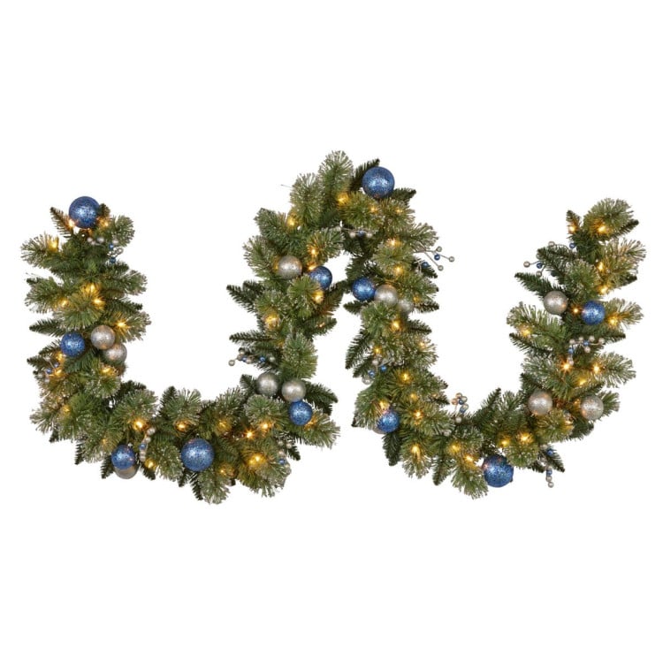 274cm Blue Collection Multicolour Pre-Lit Christmas Garland image 3