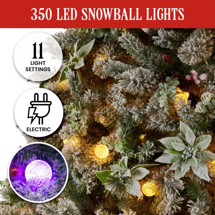 Christabelle Snowy Crown Pine 2.3m Multicolour Pre-Lit Christmas Tree with 1453 Tips image 9