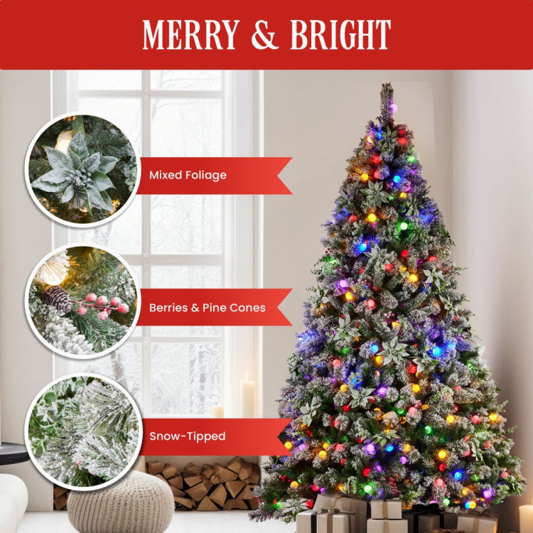 Christabelle Snowy Crown Pine 2.3m Multicolour Pre-Lit Christmas Tree with 1453 Tips image 10