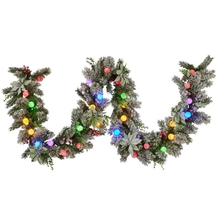 274cm Snowy Crown Pine Pre-Lit Multicolour Christmas Garland
