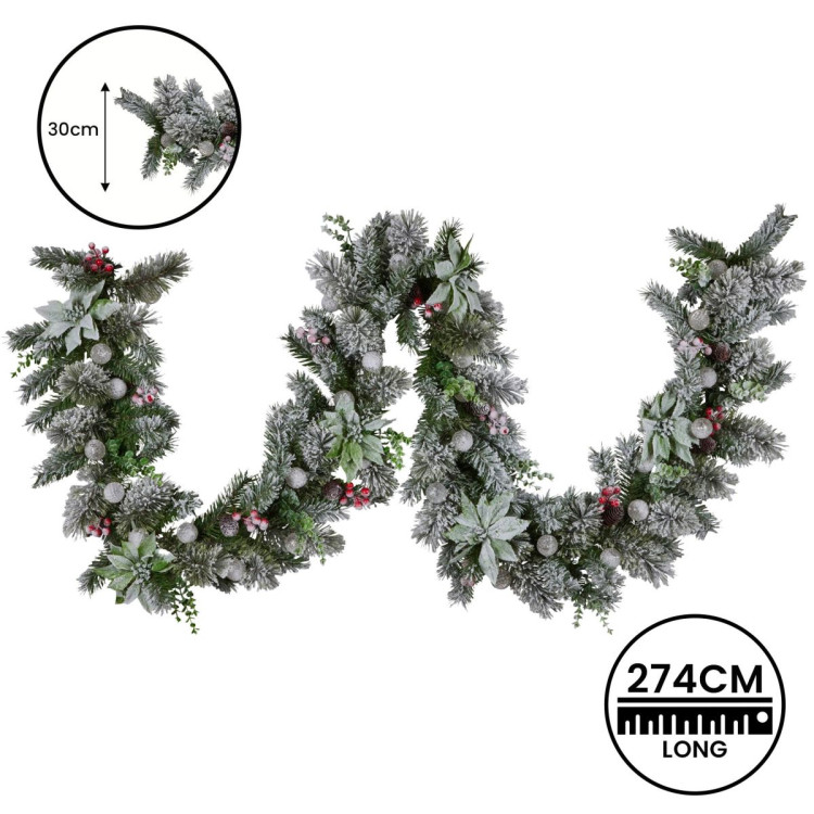 274cm Snowy Crown Pine Pre-Lit Multicolour Christmas Garland image 6