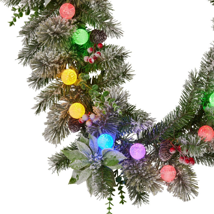274cm Snowy Crown Pine Pre-Lit Multicolour Christmas Garland image 7