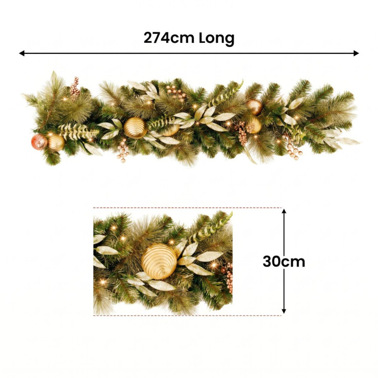 Christabelle 2.74m Deluxe Mountain Pine Christmas Garland Pre Lit Multi Function LED Timer Indoor Festive Holiday Decor image 4