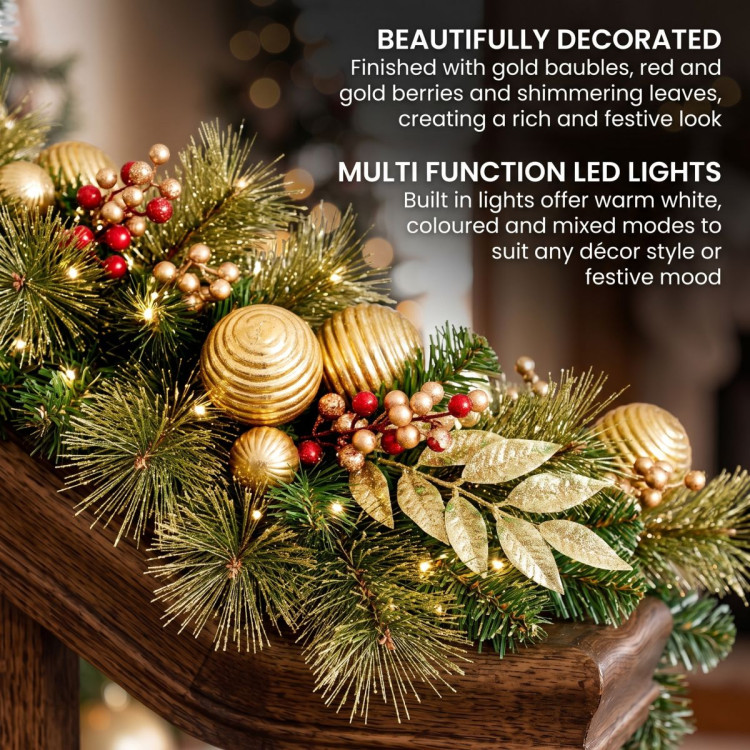 Christabelle 2.74m Deluxe Mountain Pine Christmas Garland Pre Lit Multi Function LED Timer Indoor Festive Holiday Decor image 5