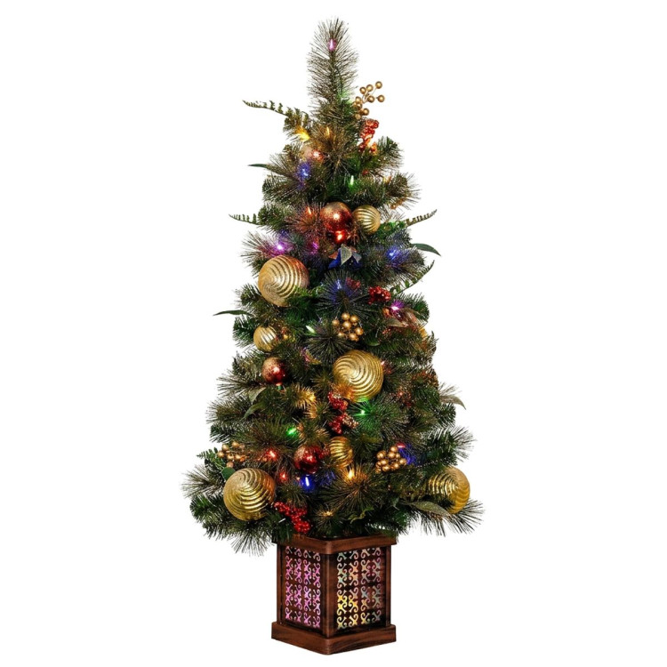 Christabelle 1.2m 4ft Deluxe Mountain Pine Potted Christmas Tree Pre Lit Multi Function LED Artificial Indoor Xmas Decor image 3