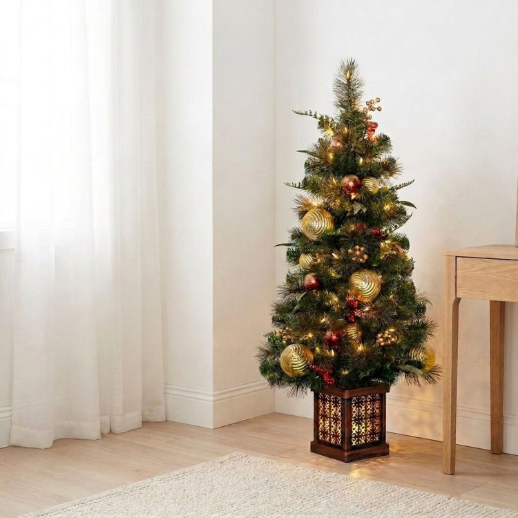 Christabelle 1.2m 4ft Deluxe Mountain Pine Potted Christmas Tree Pre Lit Multi Function LED Artificial Indoor Xmas Decor image 4