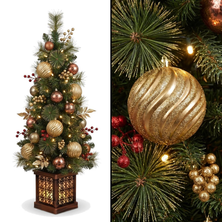 Christabelle 1.2m 4ft Deluxe Mountain Pine Potted Christmas Tree Pre Lit Multi Function LED Artificial Indoor Xmas Decor image 11