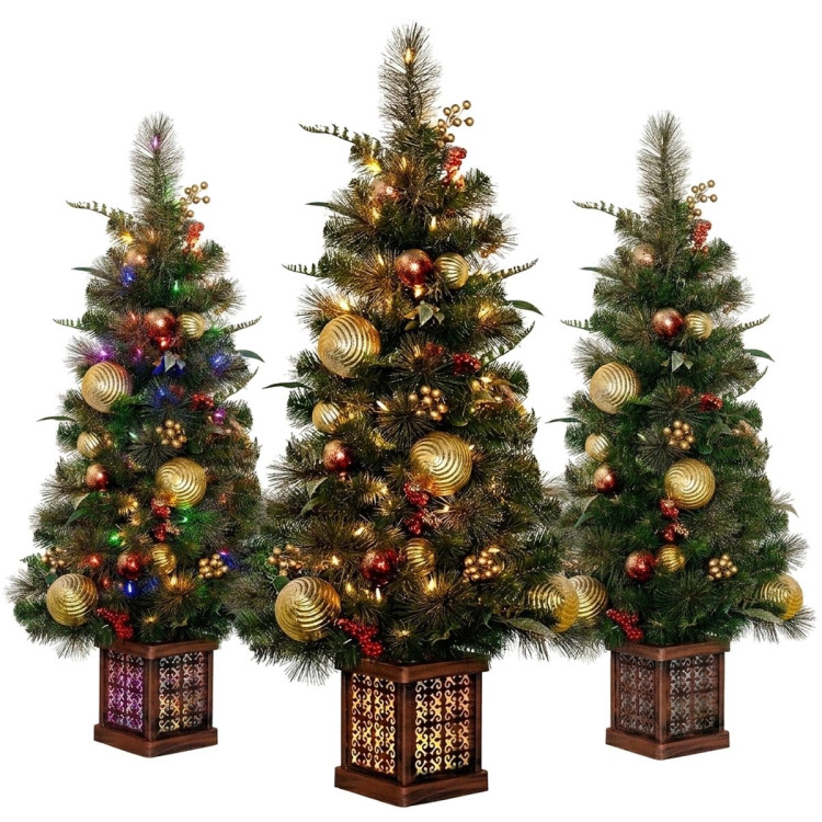 Christabelle 1.2m 4ft Deluxe Mountain Pine Potted Christmas Tree Pre Lit Multi Function LED Artificial Indoor Xmas Decor image 12