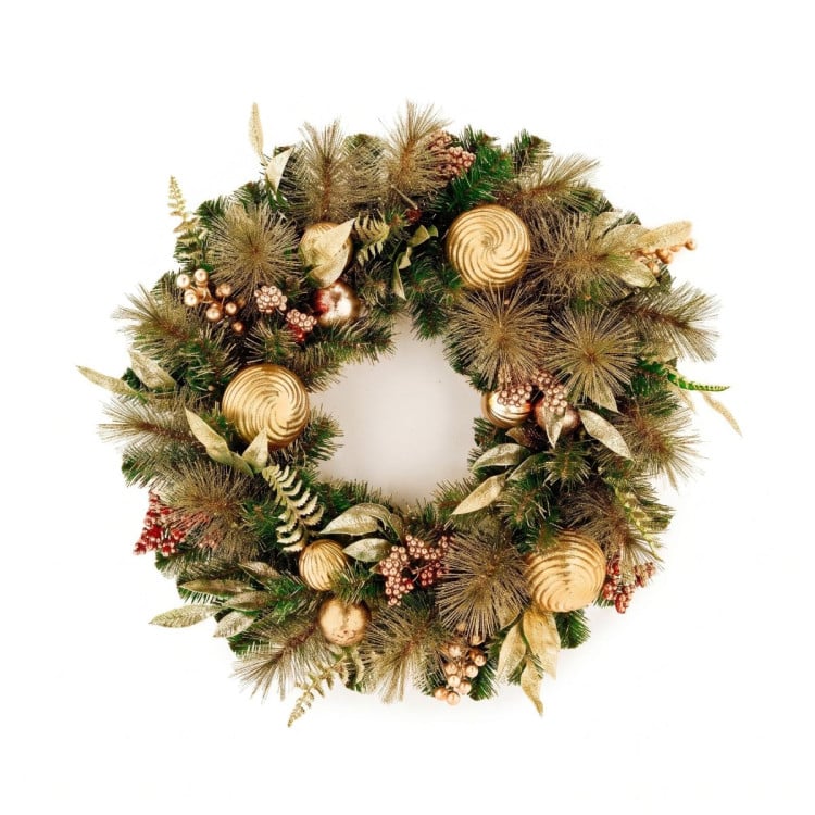 Christabelle 61cm Deluxe Mountain Pine Christmas Wreath Pre Lit Multi Function LED Timer Front Door Xmas Decoration Home image 5