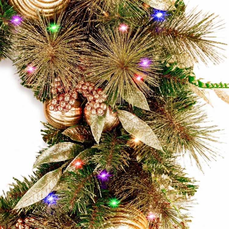 Christabelle 61cm Deluxe Mountain Pine Christmas Wreath Pre Lit Multi Function LED Timer Front Door Xmas Decoration Home image 9