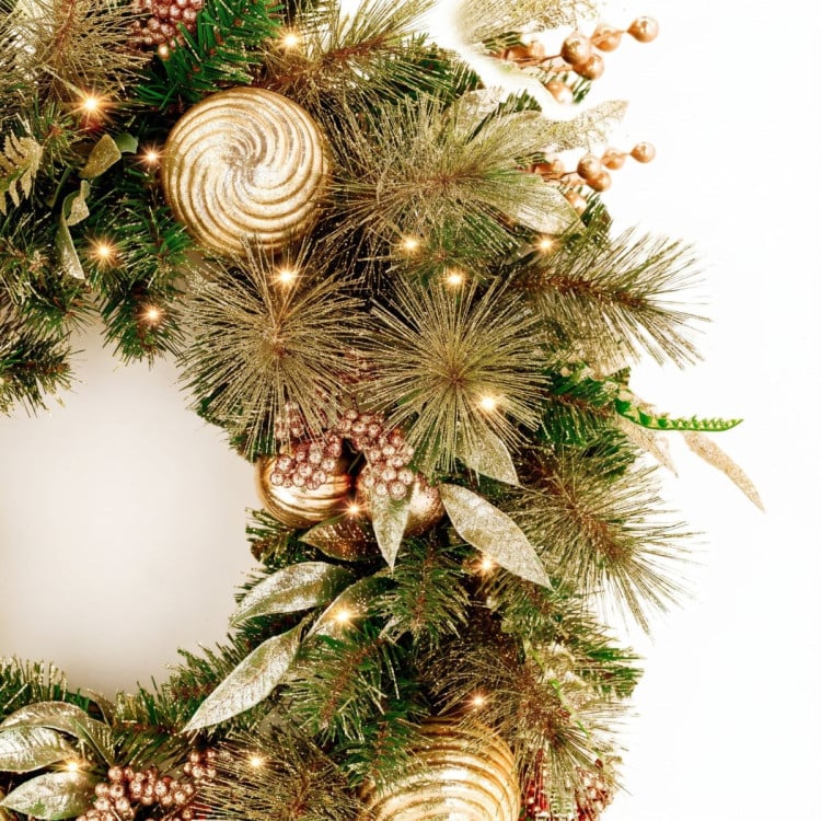 Christabelle 61cm Deluxe Mountain Pine Christmas Wreath Pre Lit Multi Function LED Timer Front Door Xmas Decoration Home image 10