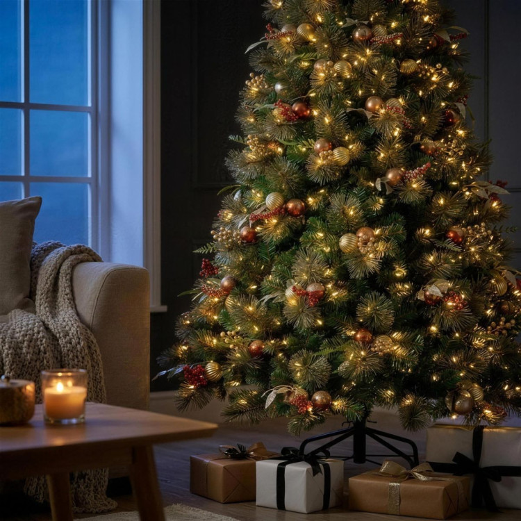 Christabelle 2.3m 7.5ft Deluxe Mountain Pine Christmas Tree Pre Lit Multi Function LED Artificial Indoor Xmas Decor Home image 7