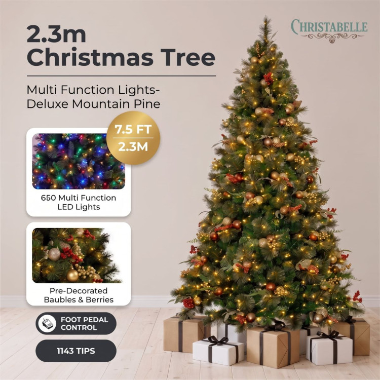 Christabelle 2.3m 7.5ft Deluxe Mountain Pine Christmas Tree Pre Lit Multi Function LED Artificial Indoor Xmas Decor Home image 14