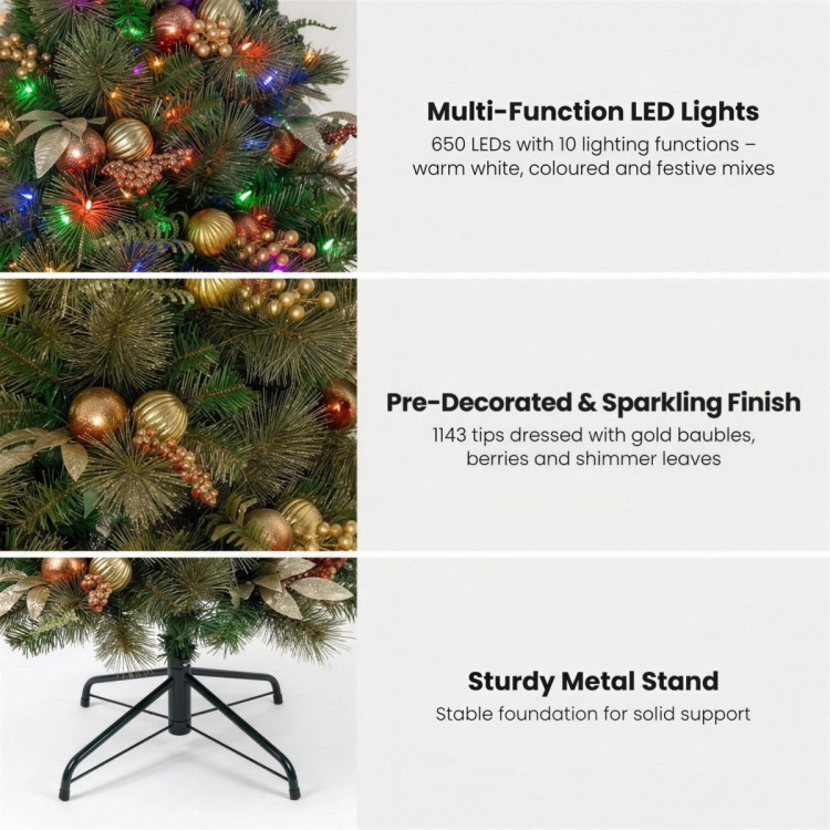 Christabelle 2.3m 7.5ft Deluxe Mountain Pine Christmas Tree Pre Lit Multi Function LED Artificial Indoor Xmas Decor Home image 8