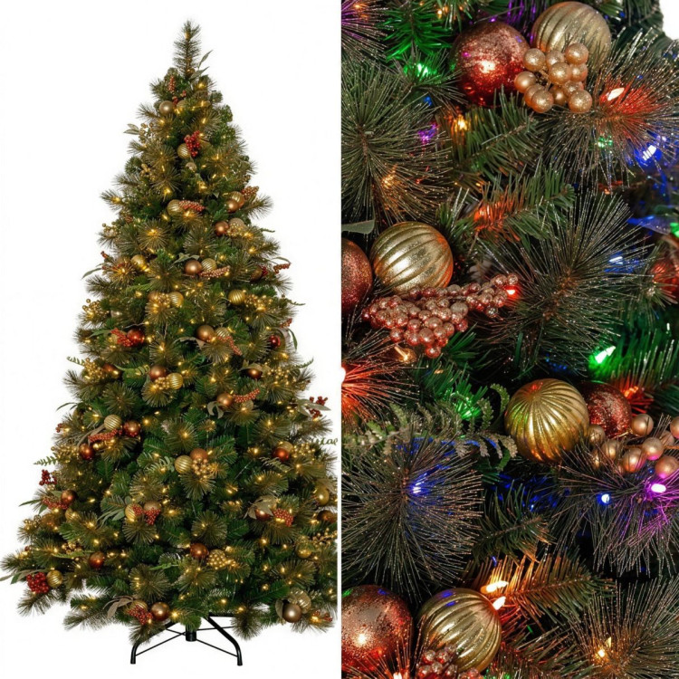 Christabelle 2.3m 7.5ft Deluxe Mountain Pine Christmas Tree Pre Lit Multi Function LED Artificial Indoor Xmas Decor Home image 13