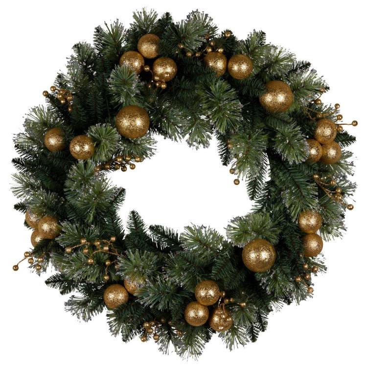 Christabelle 76cm Christmas Wreath with warm White LED Lights and Timer Front Door Decoration Ornament image 5