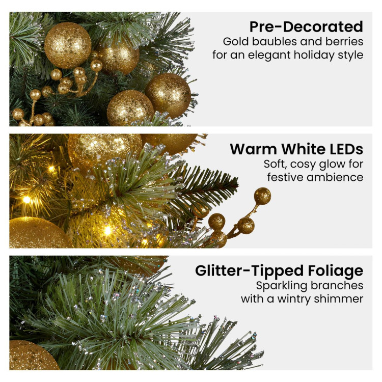 Christabelle 76cm Christmas Wreath with warm White LED Lights and Timer Front Door Decoration Ornament image 6