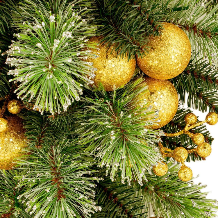 Christabelle 90cm Gold Christmas Teardrop Pre Lit Warm White LED Timer Baubles Berries Front Door Xmas Decoration Home image 11