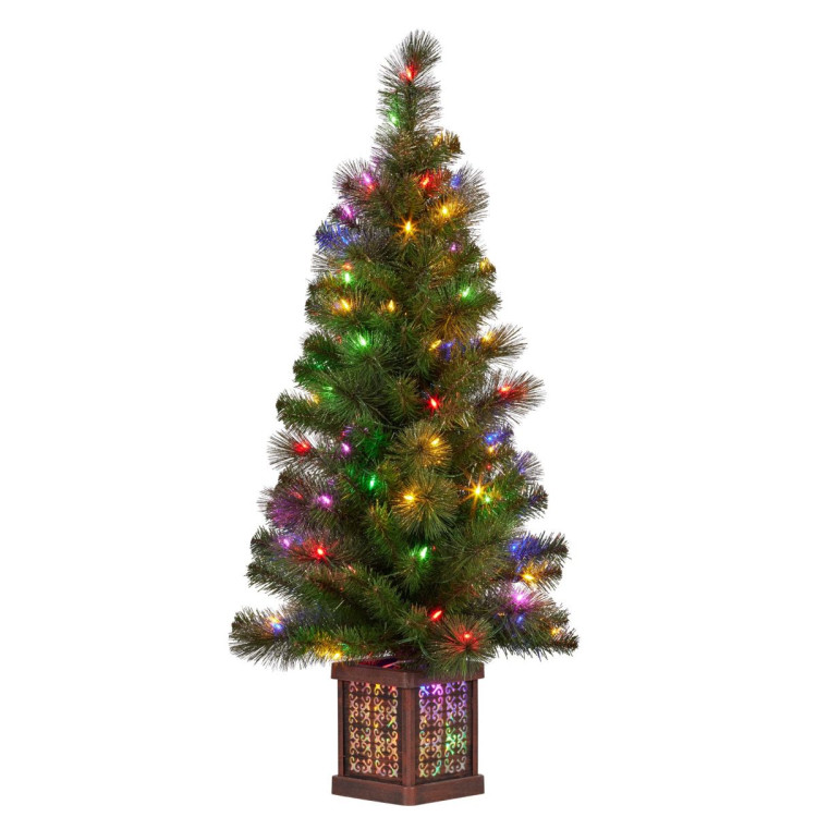 Christabelle 4ft Glittery Gold Pine Christmas Tree LED Lights Xmas Decor image 3