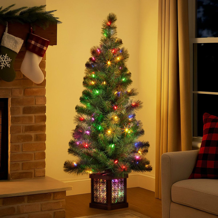 Christabelle 4ft Glittery Gold Pine Christmas Tree LED Lights Xmas Decor image 8