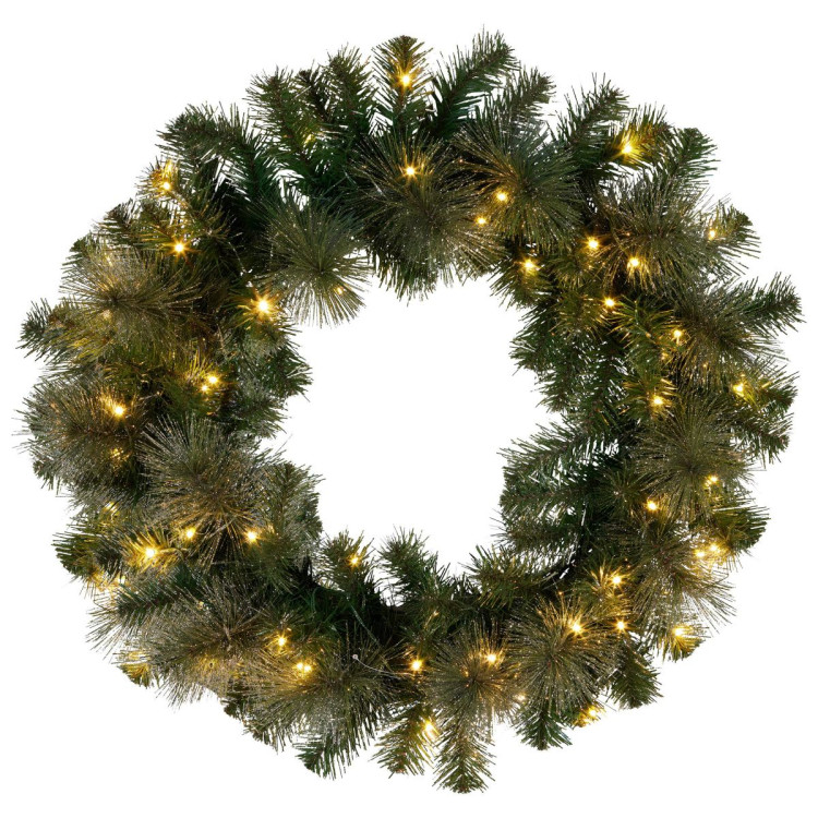 Christabelle 61cm Christmas Wreath LED Lights Glittery Gold Pine Front Door Decoration Ornament image 4