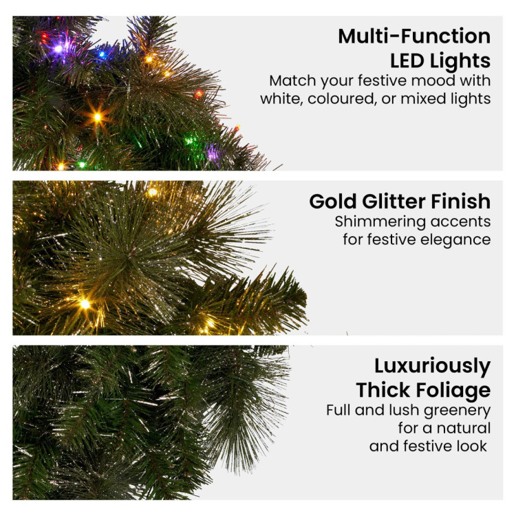 Christabelle 61cm Christmas Wreath LED Lights Glittery Gold Pine Front Door Decoration Ornament image 6