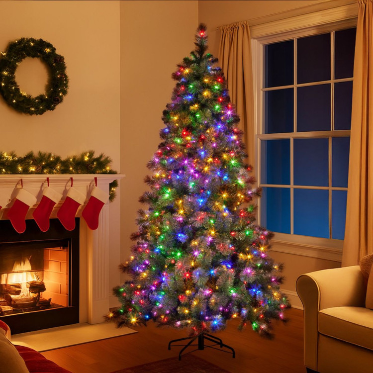 Christabelle 7.5ft Christmas Tree Glittery Gold Pine 650 LED Multi-functional Lights Xmas Decor image 8