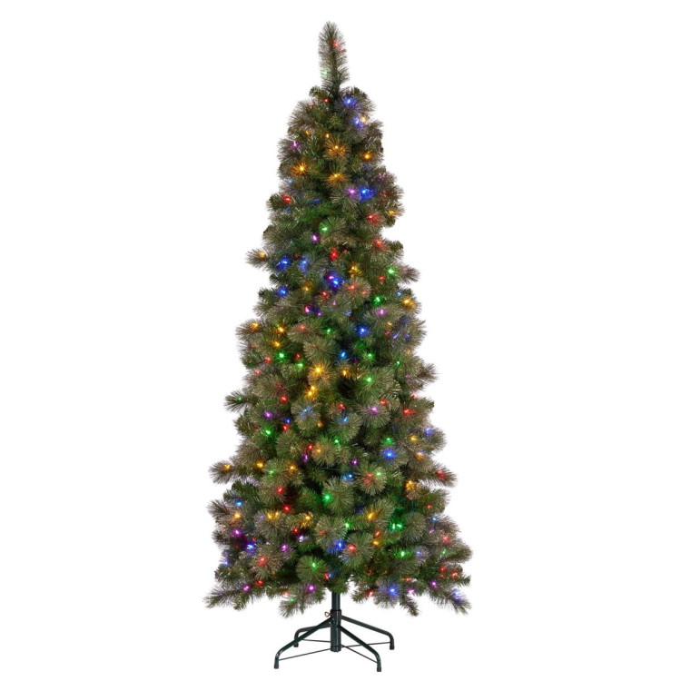 Christabelle 7.5ft Christmas Tree Slim Glittery Gold Pine LED Lights Xmas Decor image 3