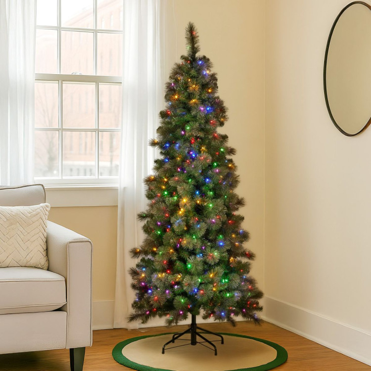 Christabelle 7.5ft Christmas Tree Slim Glittery Gold Pine LED Lights Xmas Decor image 8