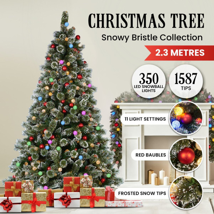 Snowy Bristle 2.3m Multicolour Pre-Lit Christmas Tree with 1587 Tips image 5