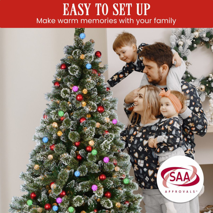 Snowy Bristle 2.3m Multicolour Pre-Lit Christmas Tree with 1587 Tips image 11