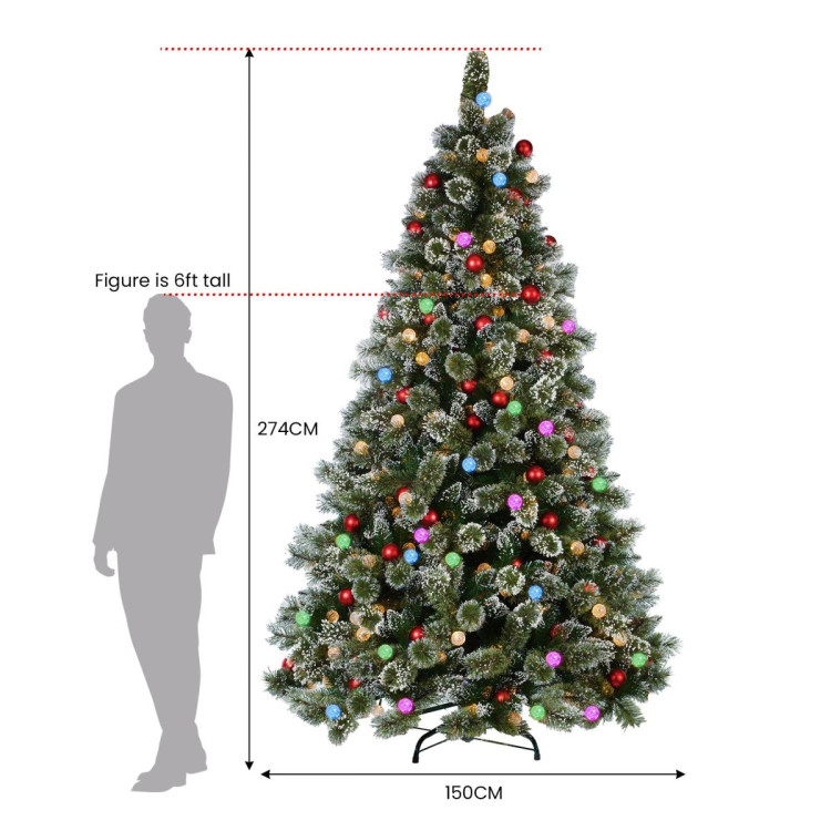 Snowy Bristle 2.7m Multicolour Pre-Lit Christmas Tree with 2870 Tips image 6