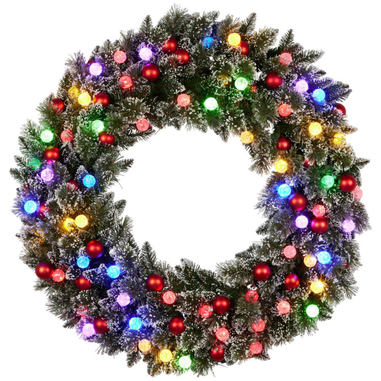 Snowy Bristle 122cm Multicolour Pre-Lit Christmas Wreath