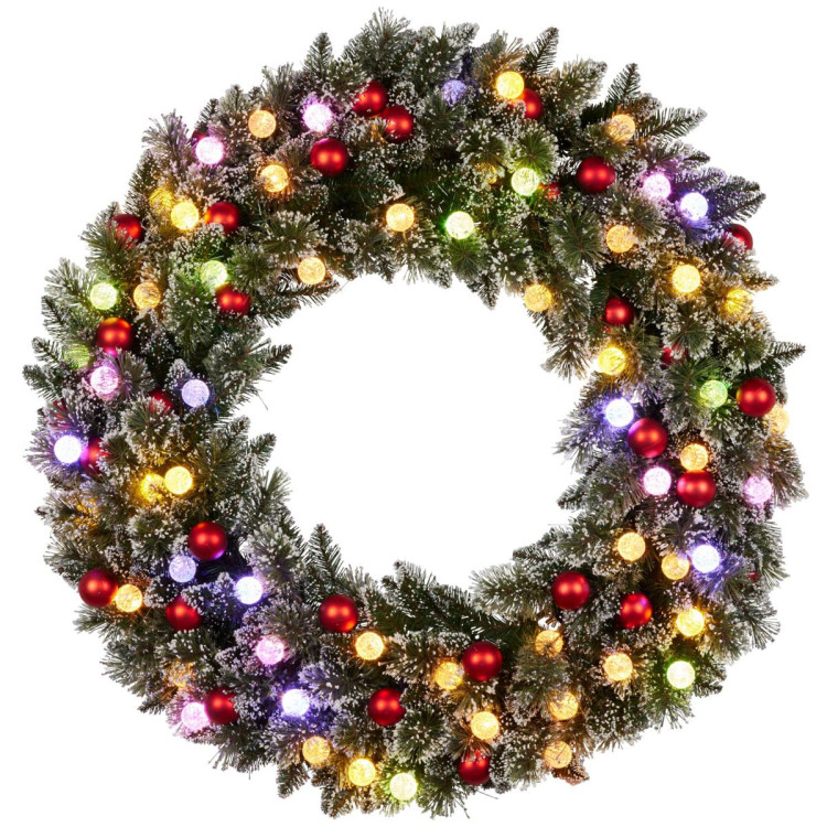 Snowy Bristle 122cm Multicolour Pre-Lit Christmas Wreath image 3