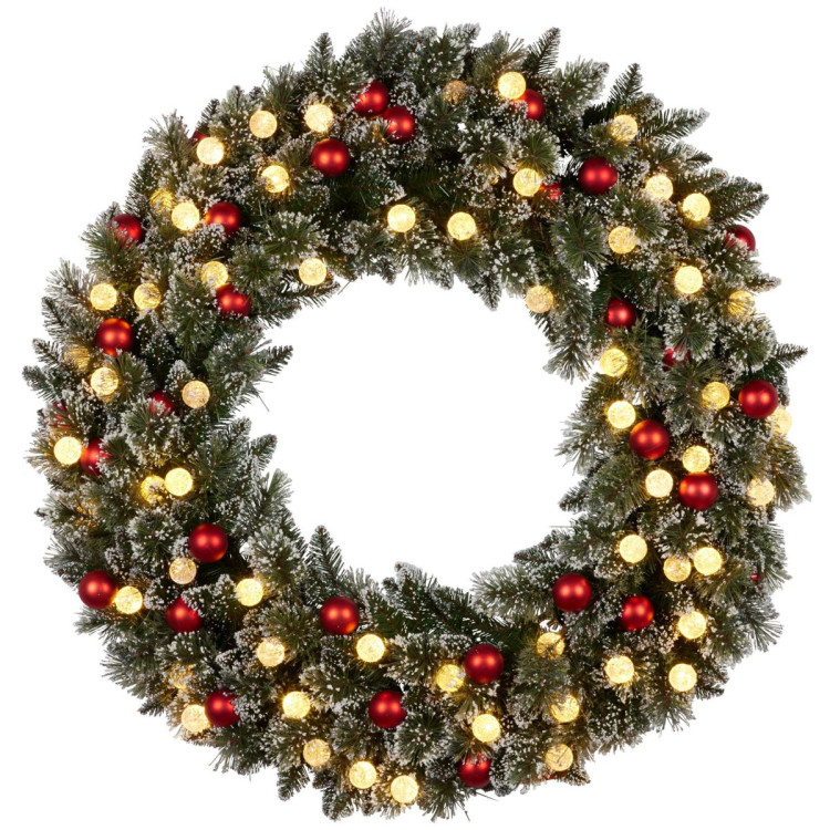 Snowy Bristle 122cm Multicolour Pre-Lit Christmas Wreath image 4