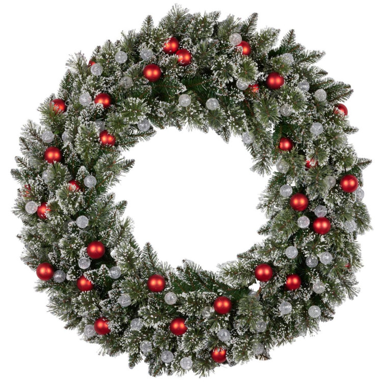 Snowy Bristle 122cm Multicolour Pre-Lit Christmas Wreath image 6