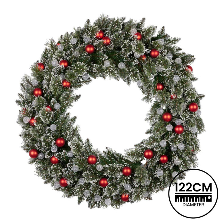Snowy Bristle 122cm Multicolour Pre-Lit Christmas Wreath image 7