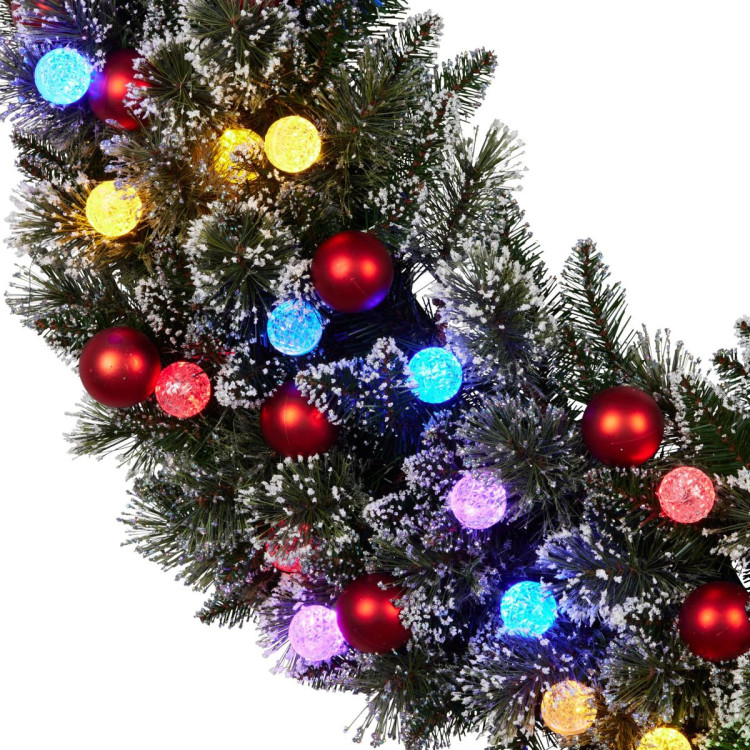 Snowy Bristle 122cm Multicolour Pre-Lit Christmas Wreath image 8