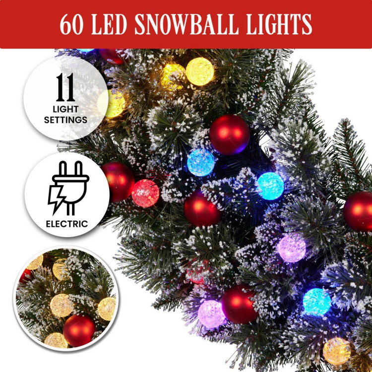 Snowy Bristle 122cm Multicolour Pre-Lit Christmas Wreath image 10
