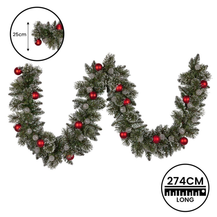 274cm Snowy Bristle Prelit Multicolour Christmas Garland image 6