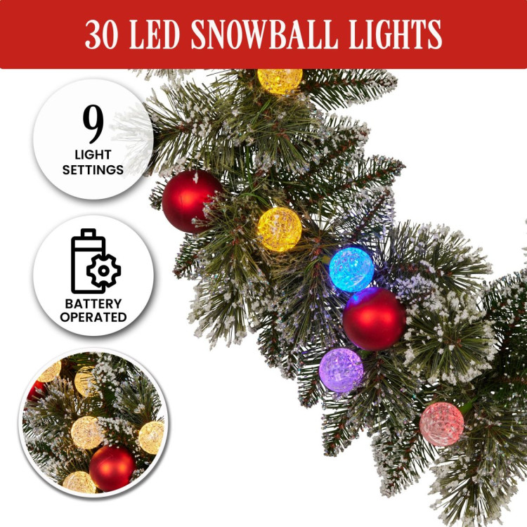 274cm Snowy Bristle Prelit Multicolour Christmas Garland image 9