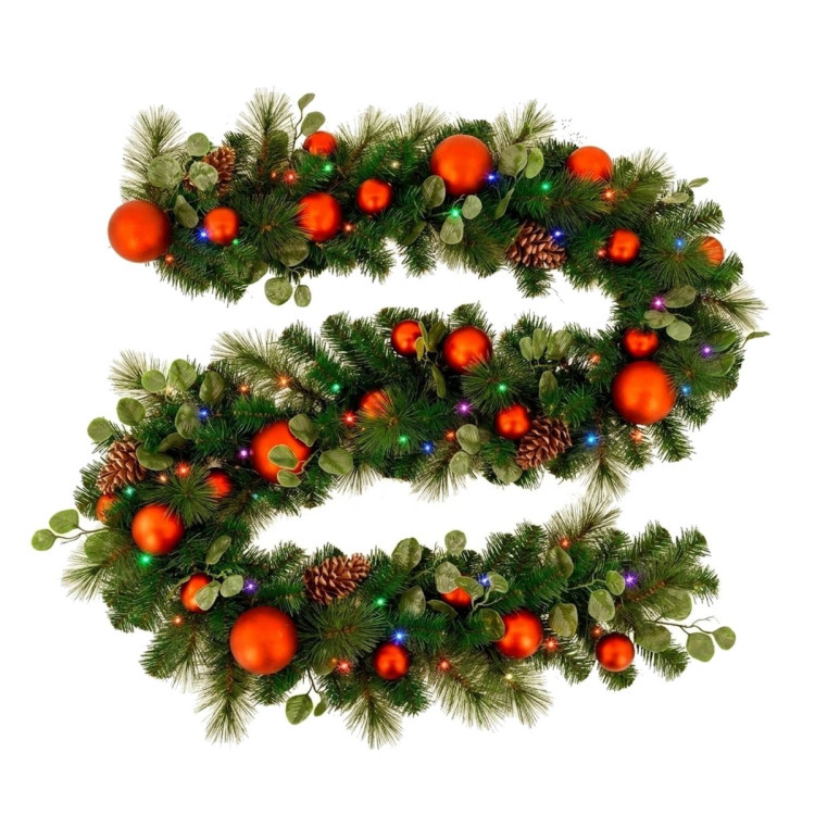 Christabelle 2.74m Sable Fir Christmas Garland Pre Lit Multi Function LED Timer Mantel Staircase Xmas Decoration Home image 3