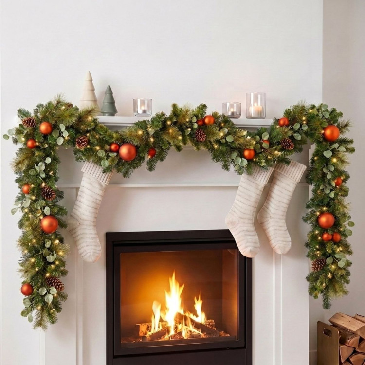 Christabelle 2.74m Sable Fir Christmas Garland Pre Lit Multi Function LED Timer Mantel Staircase Xmas Decoration Home image 4